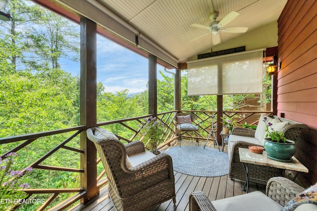 132 Cutter Gap Rd, Townsend, TN 37882 - sunroom / solarium with a ceiling fan and lofted ceiling
