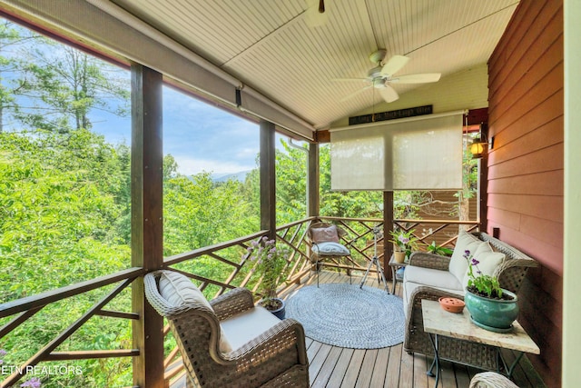 132 Cutter Gap Rd, Townsend, TN 37882 - sunroom / solarium with ceiling fan and vaulted ceiling