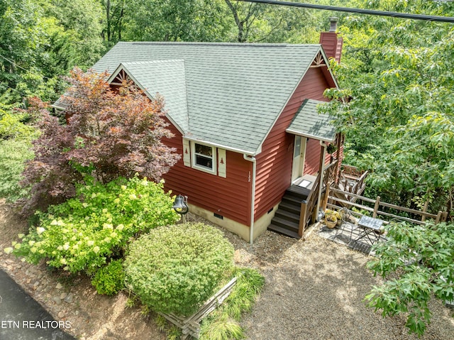 132 Cutter Gap Rd, Townsend, TN 37882 - view of front of property with crawl space, a chimney, and a shingled roof