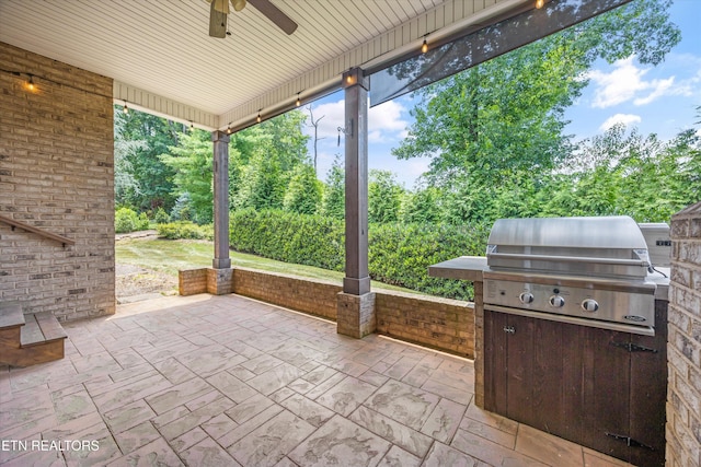 1219 Barton Place Ln, Knoxville, TN 37922 - view of patio / terrace with ceiling fan and grilling area