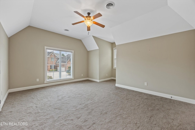 1219 Barton Place Ln, Knoxville, TN 37922 - bonus room featuring vaulted ceiling, ceiling fan, and carpet