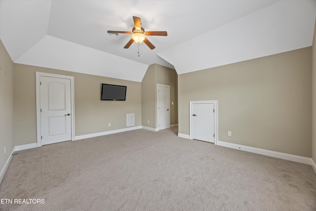 1219 Barton Place Ln, Knoxville, TN 37922 - bonus room featuring ceiling fan, carpet, and lofted ceiling