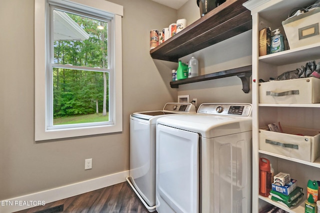 265 Falling Leaf Rd, Jamestown, TN 38556 - washroom with washing machine and clothes dryer and dark wood finished floors