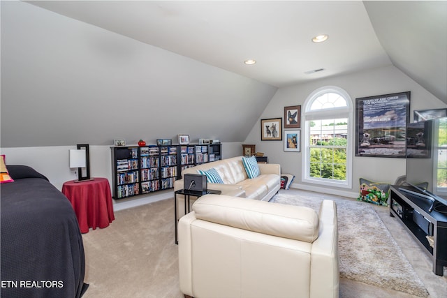 1155 Evelyn Mae Way, Knoxville, TN 37923 - living room with carpet floors, lofted ceiling, and recessed lighting