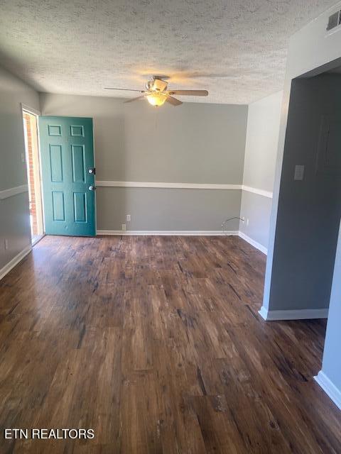 2810 Daybreak Way, Strawberry Plains, TN 37871 - unfurnished room with ceiling fan, wood finished floors, and a textured ceiling