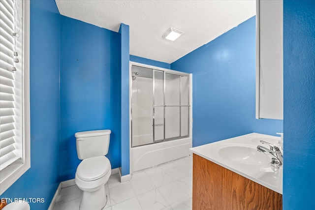 2019 Martha Washington Rd, Clarkrange, TN 38553 - full bath with enclosed tub / shower combo, marble finish floors, a textured ceiling, and vanity