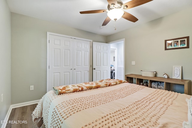 2296 Memory Garden Rd, Jamestown, TN 38556 - bedroom with wood finished floors, a closet, and ceiling fan
