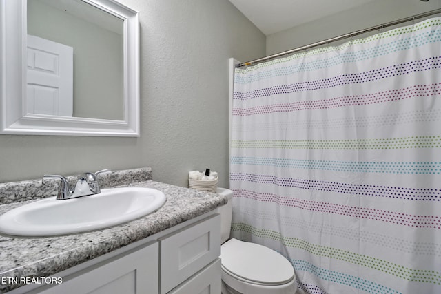 2296 Memory Garden Rd, Jamestown, TN 38556 - bathroom featuring vanity, a textured wall, and a shower with curtain