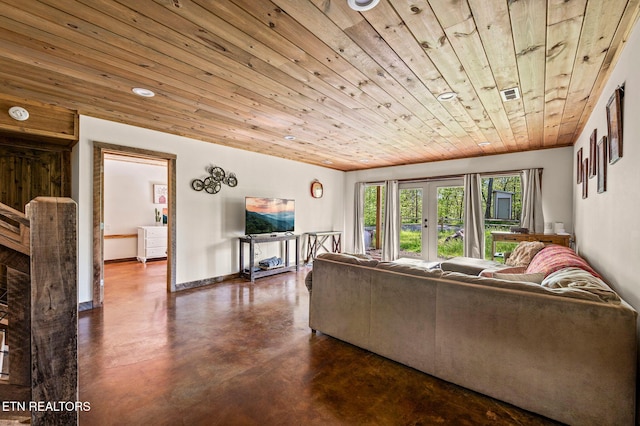 3721 Clabo Mountain Ln, Sevierville, TN 37862 - living room with wooden ceiling, finished concrete flooring, and recessed lighting