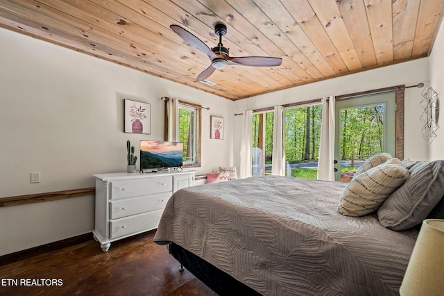 3721 Clabo Mountain Ln, Sevierville, TN 37862 - bedroom featuring wooden ceiling, access to outside, and ceiling fan