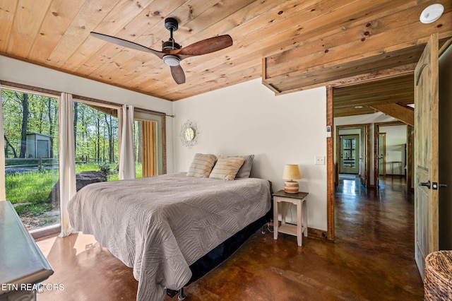 3721 Clabo Mountain Ln, Sevierville, TN 37862 - bedroom featuring concrete floors, wooden ceiling, and access to exterior