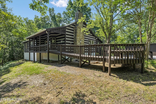 142 Campbell Way, Newport, TN 37821 - back of property featuring a deck and a chimney