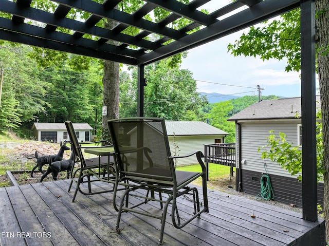 149 Giles Rd, Cosby, TN 37722 - wooden terrace with a pergola and a storage shed
