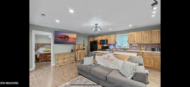 149 Giles Rd, Cosby, TN 37722 - living area featuring light wood-type flooring and recessed lighting