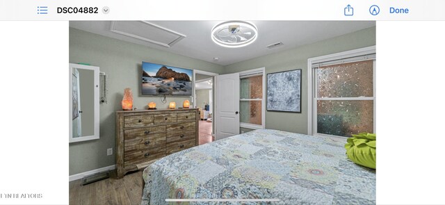 149 Giles Rd, Cosby, TN 37722 - bedroom with attic access and wood finished floors