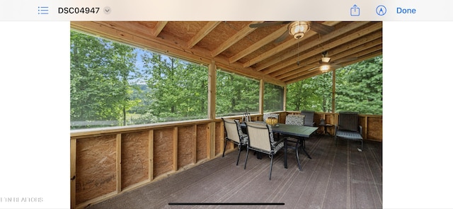 149 Giles Rd, Cosby, TN 37722 - wooden terrace featuring outdoor dining space and ceiling fan