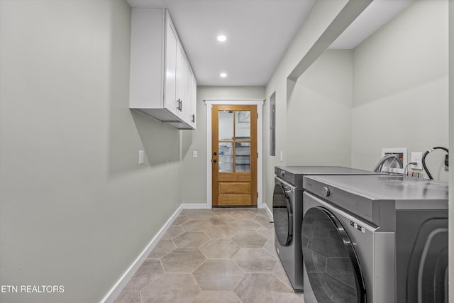 11325 New Highway 68, Tellico Plains, TN 37385 - laundry room featuring cabinet space, washer and clothes dryer, and recessed lighting