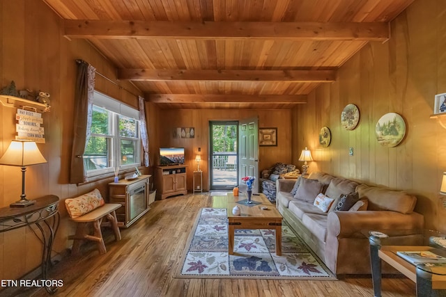 432 W Loop Rd, Gatlinburg, TN 37738 - living area featuring wood finished floors, healthy amount of natural light, wooden walls, and a wood ceiling with exposed beams