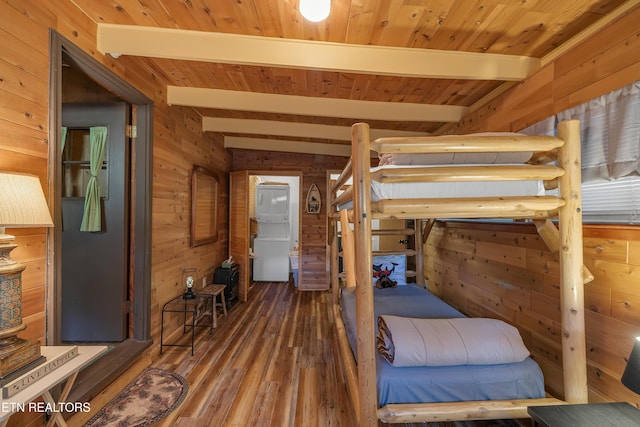432 W Loop Rd, Gatlinburg, TN 37738 - bedroom with wooden walls, wood finished floors, and a wooden ceiling with exposed beams