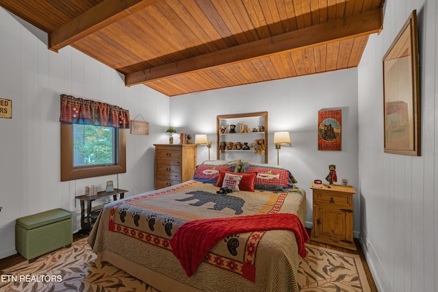 432 W Loop Rd, Gatlinburg, TN 37738 - bedroom featuring a wooden ceiling with exposed beams and wood finished floors