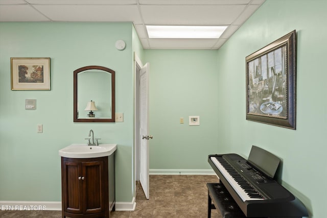 61 Brim Ln, Hilham, TN 38568 - bathroom featuring a paneled ceiling and vanity