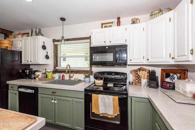 712 S Everett High Rd, Maryville, TN 37804 - kitchen with black appliances, green cabinets, light countertops, and white cabinetry