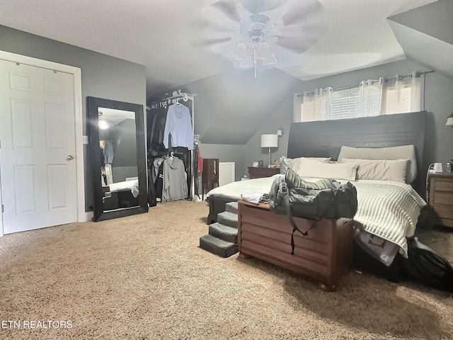 1292 Martin Ln, Lafollette, TN 37766 - carpeted bedroom with vaulted ceiling and ceiling fan