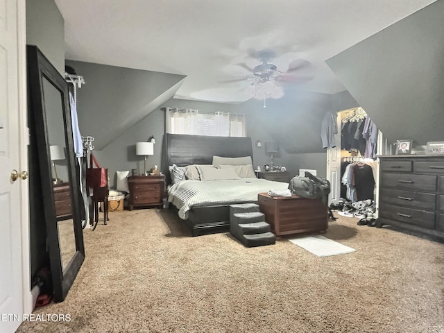 1292 Martin Ln, Lafollette, TN 37766 - carpeted bedroom featuring vaulted ceiling and ceiling fan