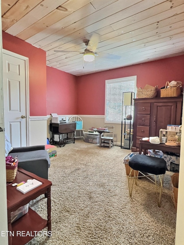1292 Martin Ln, Lafollette, TN 37766 - carpeted office space featuring a ceiling fan and wooden ceiling