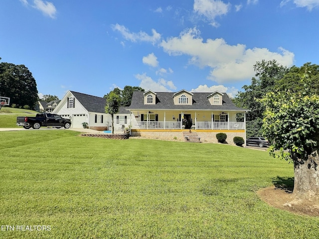 1292 Martin Ln, Lafollette, TN 37766 - view of front of property with a porch, a front lawn, a garage, and a shingled roof