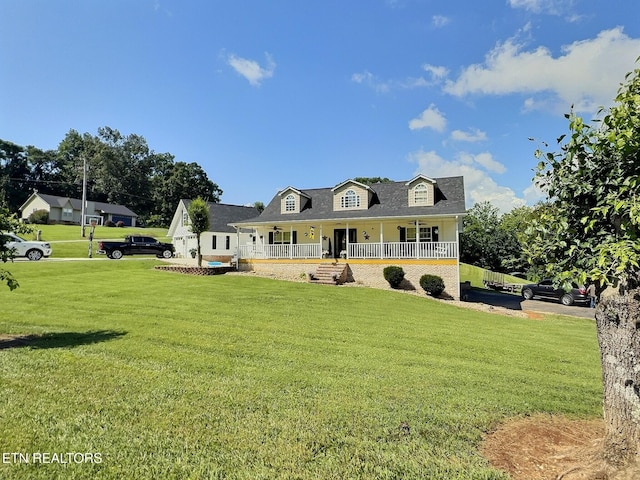 1292 Martin Ln, Lafollette, TN 37766 - cape cod home featuring a porch, a front yard, and a shingled roof