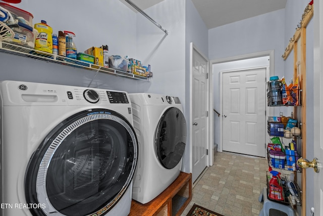 108 Skyline Dr, Dandridge, TN 37725 - laundry room featuring separate washer and dryer and brick patterned flooring