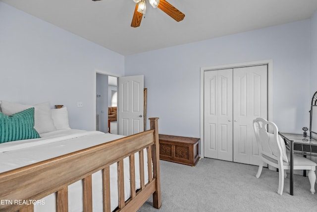108 Skyline Dr, Dandridge, TN 37725 - bedroom with light colored carpet, a closet, and ceiling fan