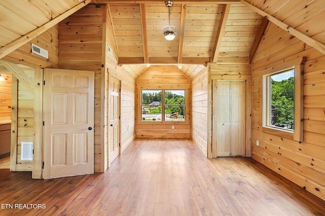 1144 Sanctuary Shores Way, Sevierville, TN 37876 - additional living space featuring wood walls, hardwood / wood-style flooring, a wood ceiling with exposed beams, and high vaulted ceiling