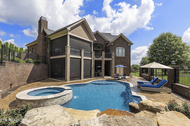 12706 Highwick Cir, Knoxville, TN 37934 - view of swimming pool featuring a gazebo, a patio area, and a pool with connected hot tub
