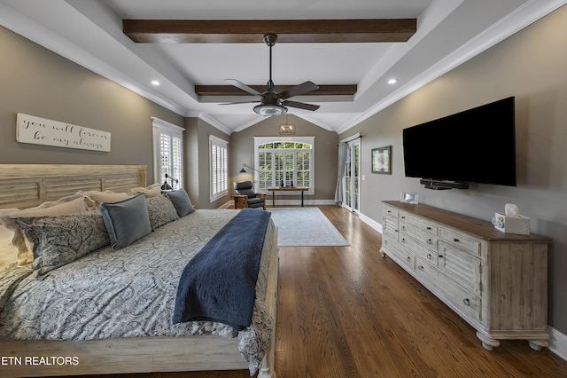 12706 Highwick Cir, Knoxville, TN 37934 - bedroom with dark wood-style flooring, a ceiling fan, and recessed lighting