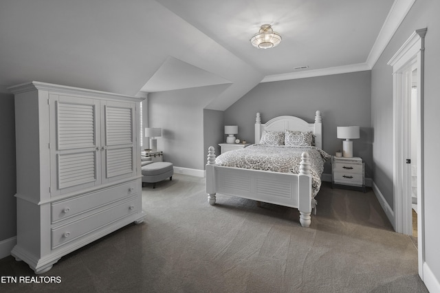 12706 Highwick Cir, Knoxville, TN 37934 - bedroom featuring carpet, ornamental molding, and lofted ceiling