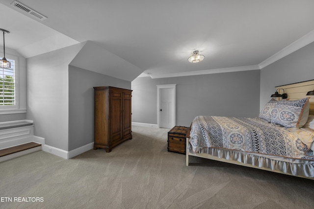 12706 Highwick Cir, Knoxville, TN 37934 - bedroom with light carpet, lofted ceiling, and crown molding
