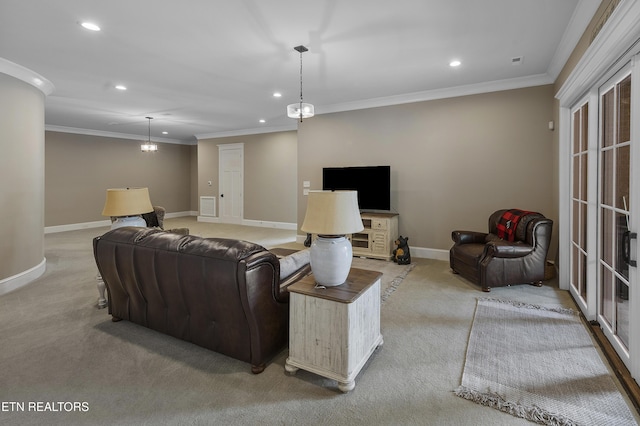 12706 Highwick Cir, Knoxville, TN 37934 - carpeted living room with recessed lighting and ornamental molding