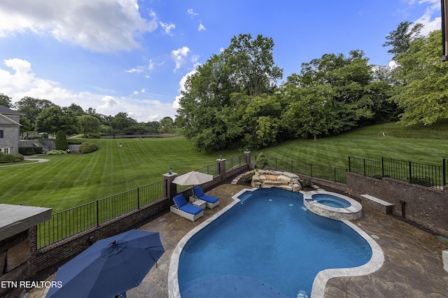 12706 Highwick Cir, Knoxville, TN 37934 - view of pool with a fenced backyard and a pool with connected hot tub