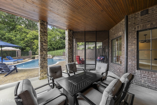 12706 Highwick Cir, Knoxville, TN 37934 - fenced backyard featuring an outdoor hangout area, a patio area, and outdoor dining area