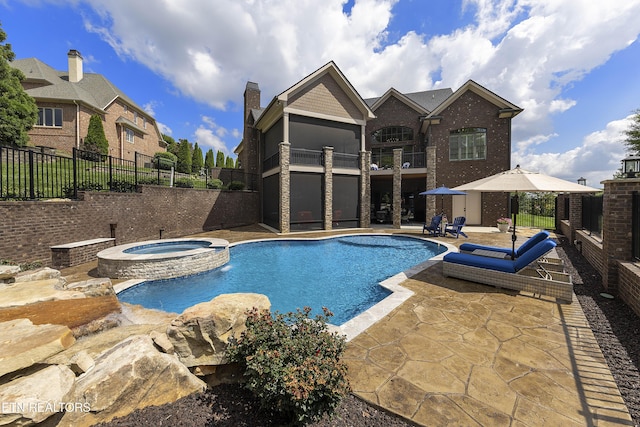 12706 Highwick Cir, Knoxville, TN 37934 - view of pool with a patio area, a fenced backyard, and a pool with connected hot tub