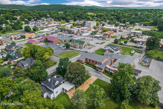 105 N Church St, Sparta, TN 38583 - aerial overview of property's location with a heavily wooded area