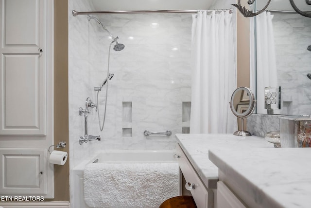 105 N Church St, Sparta, TN 38583 - bathroom with vanity and shower / bath combo with shower curtain