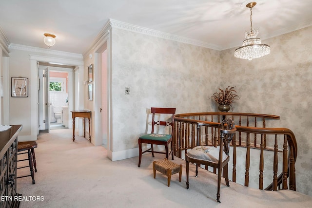 105 N Church St, Sparta, TN 38583 - living area featuring carpet flooring and crown molding