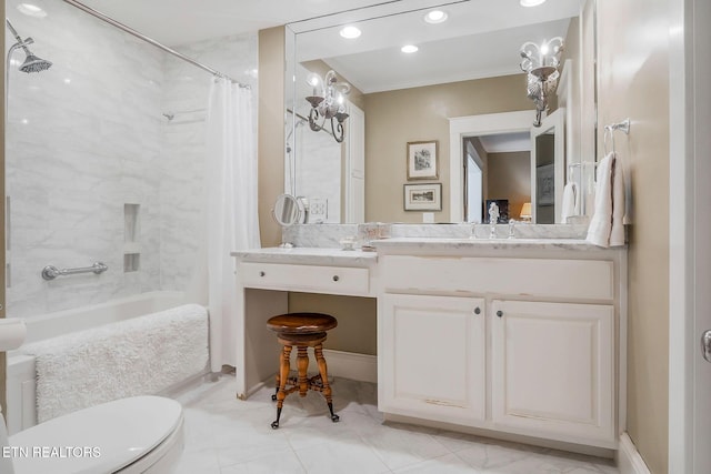 105 N Church St, Sparta, TN 38583 - full bathroom featuring shower / bath combo with shower curtain and vanity