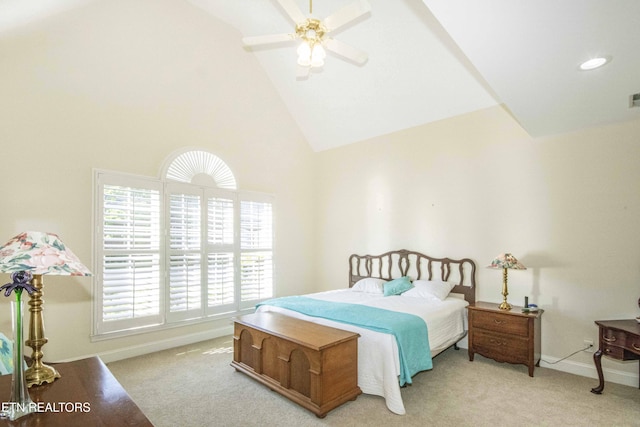 275 Fordham Way, Knoxville, TN 37934 - carpeted bedroom featuring high vaulted ceiling and a ceiling fan