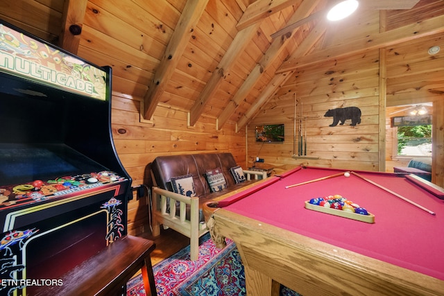 4410 Forest Vista Way, Pigeon Forge, TN 37863 - recreation room featuring wood ceiling, wood walls, wood finished floors, and pool table