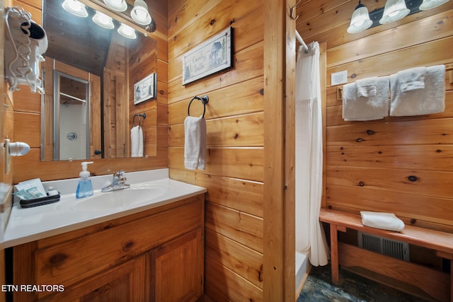 4410 Forest Vista Way, Pigeon Forge, TN 37863 - full bath featuring wood walls, vanity, and shower / tub combo