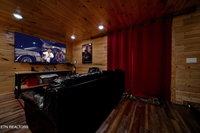 4410 Forest Vista Way, Pigeon Forge, TN 37863 - cinema room with wooden walls, wooden ceiling, wood finished floors, and recessed lighting